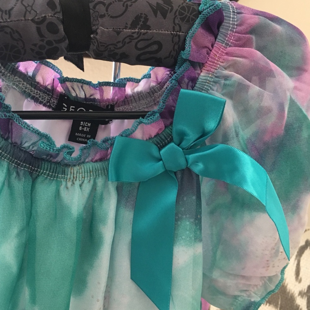 Watercolor top in blue green purple sz 6‎ 6X